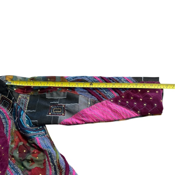 Boho Patchwork Quilted Jacket M Colorful Art To Wear Vibrant Sequin Dopamine - Picture 10 of 17